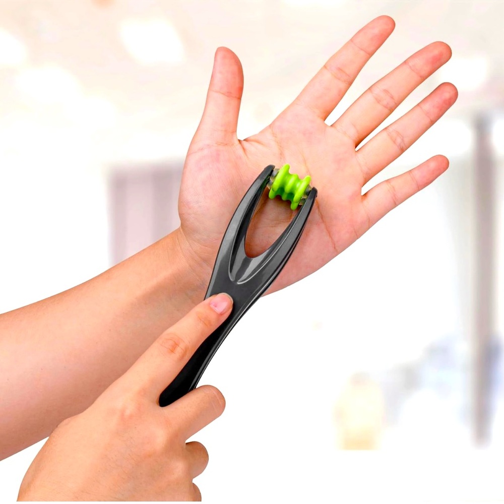 Gaiam Finger Massager Dual-Sided Hand Massage Roller Tool for Circulation, Stres